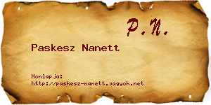 Paskesz Nanett névjegykártya